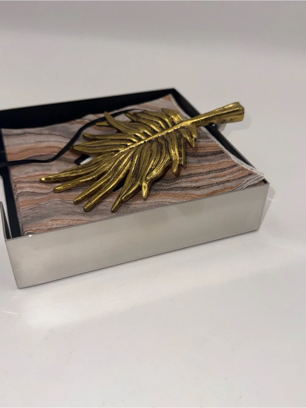 Michael Aram Palm Napkin Holder Antique Gold Designer Table Decor